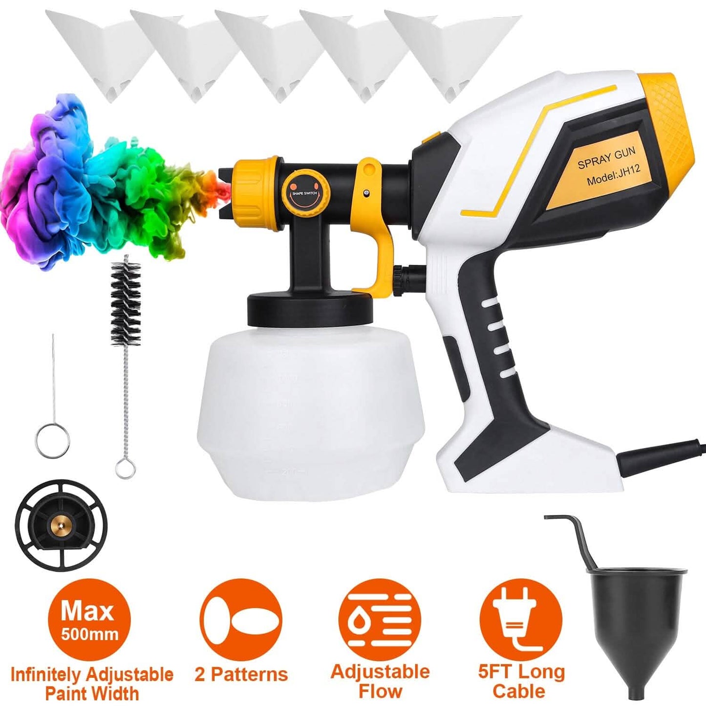 Electric Paint Sprayer HVLP with Different Spray Patterns 1200ML Detachable Container DailySale