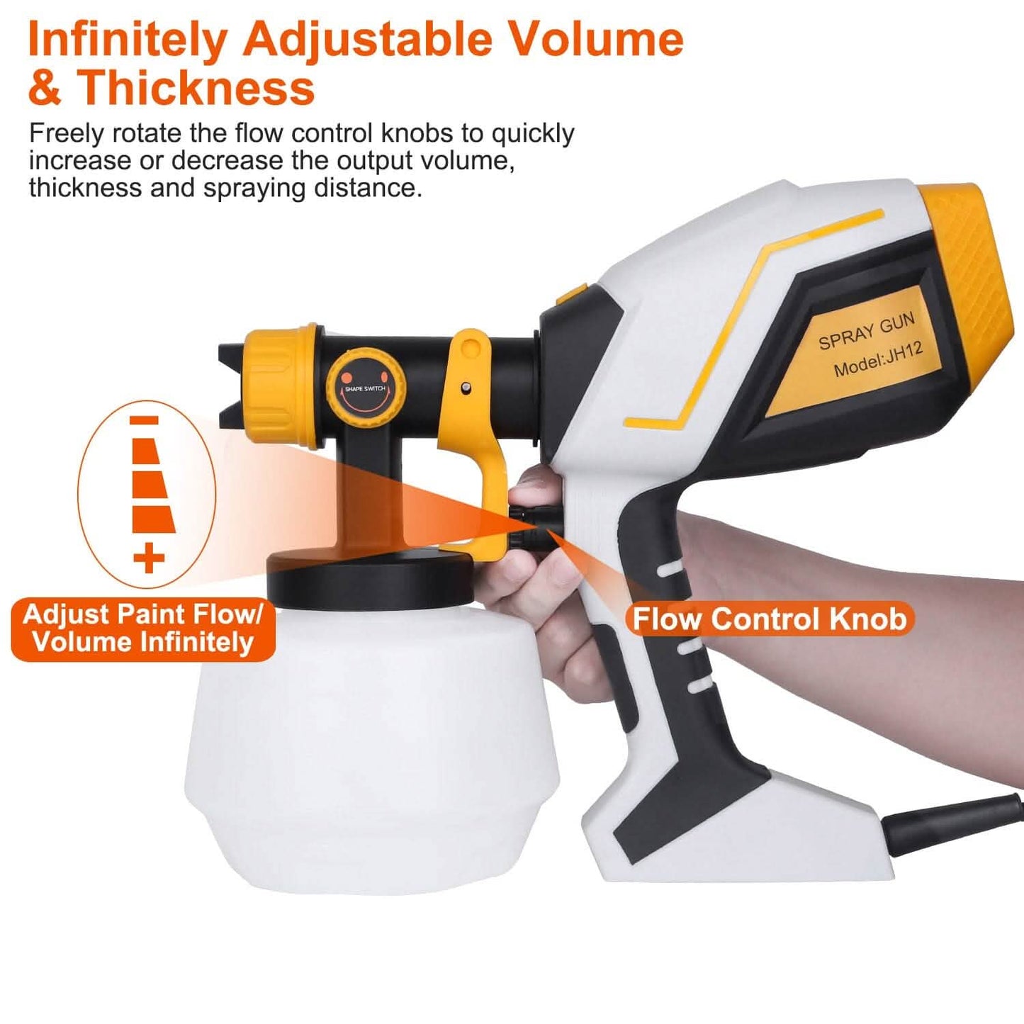 Electric Paint Sprayer HVLP with Different Spray Patterns 1200ML Detachable Container DailySale