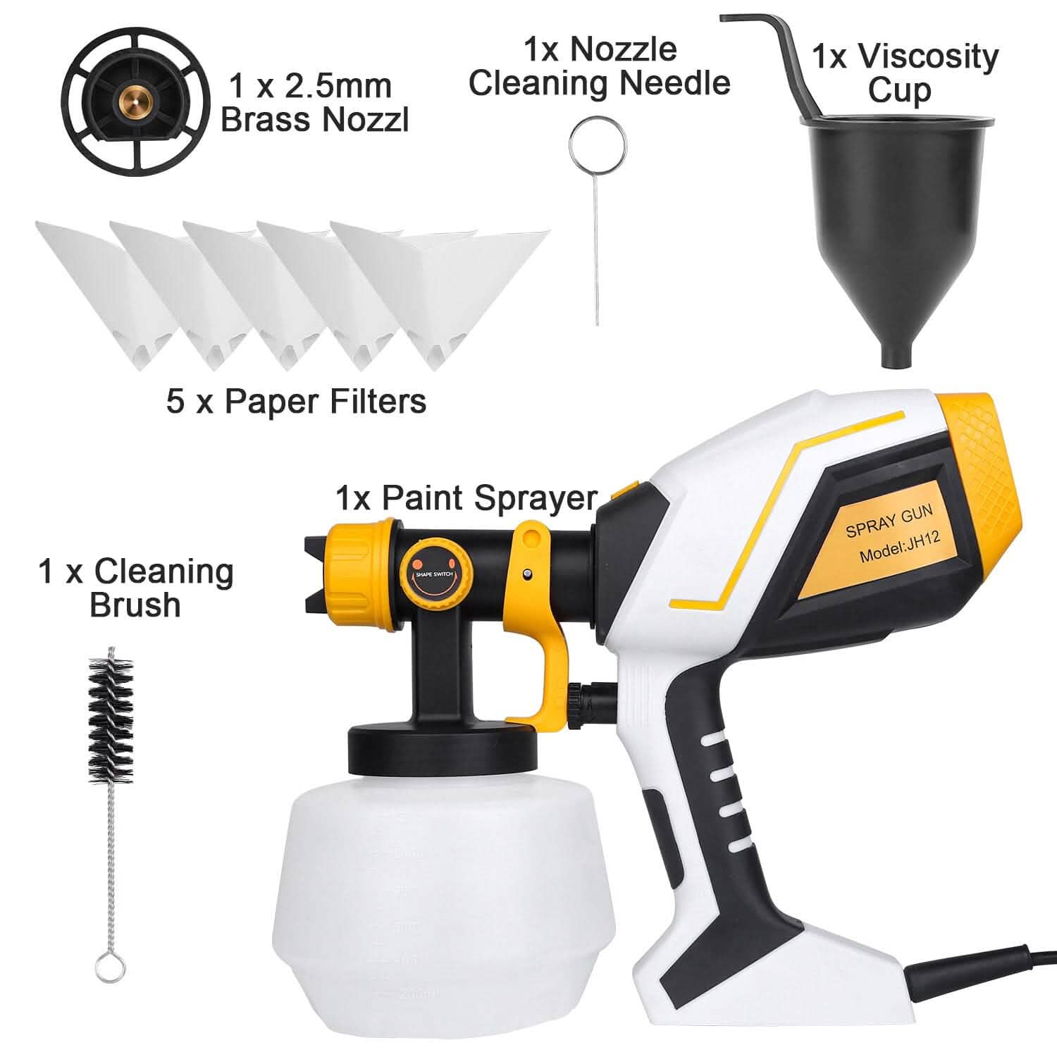 Electric Paint Sprayer HVLP with Different Spray Patterns 1200ML Detachable Container DailySale