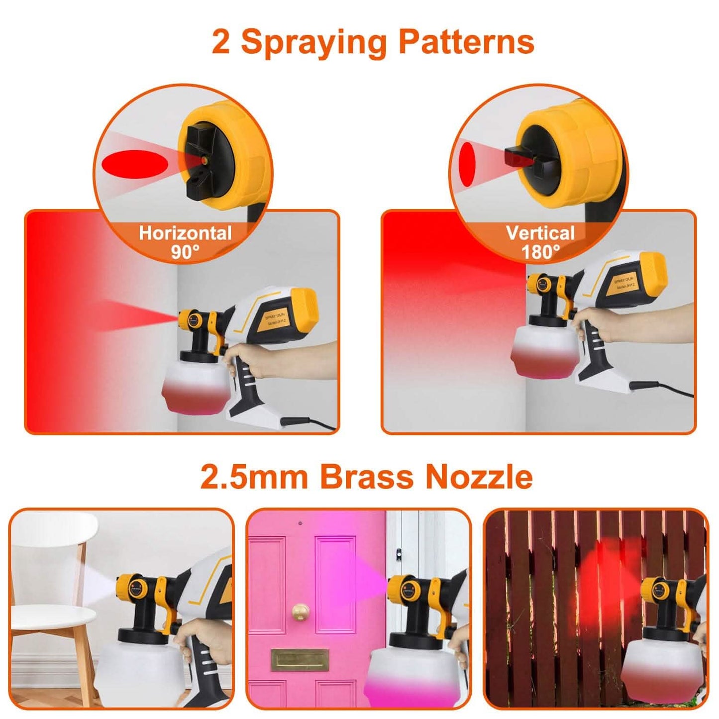 Electric Paint Sprayer HVLP with Different Spray Patterns 1200ML Detachable Container DailySale
