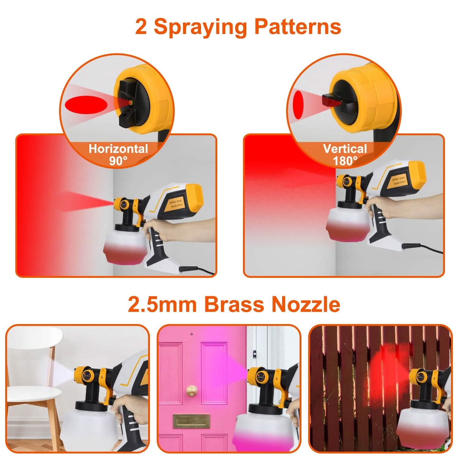 Electric Paint Sprayer HVLP with Different Spray Patterns 1200ML Detachable Container DailySale