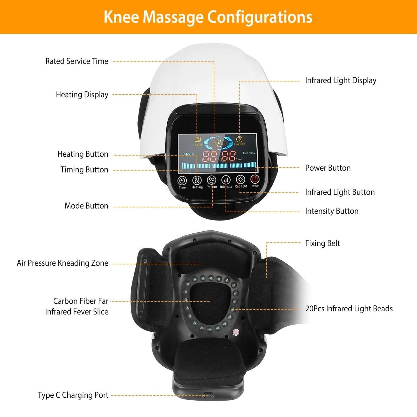Electric Rechargeable Knee Massager Infrared Heat Pain Relief Therapy DailySale