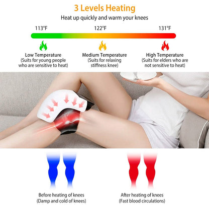 Electric Rechargeable Knee Massager Infrared Heat Pain Relief Therapy DailySale