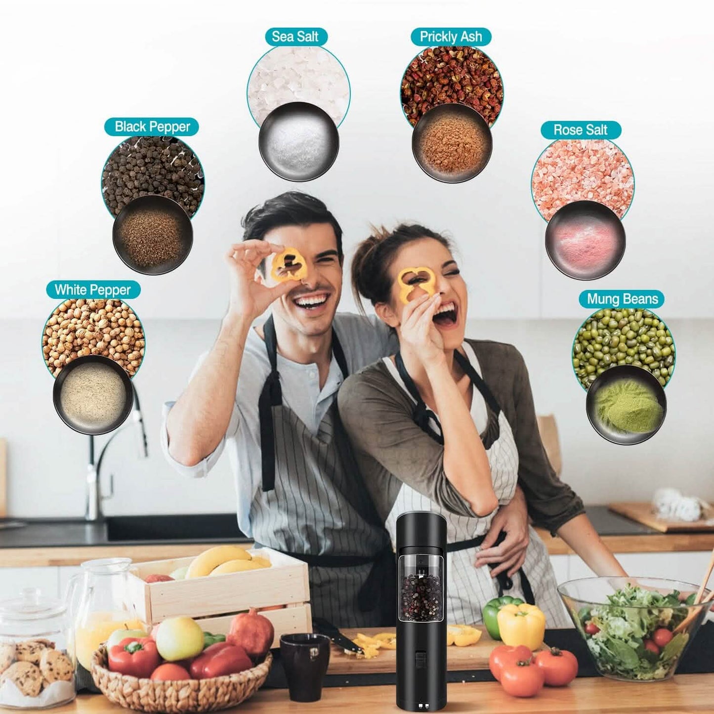 Electric Salt and Pepper Grinder LED Indicator Adjustable Coarseness DailySale