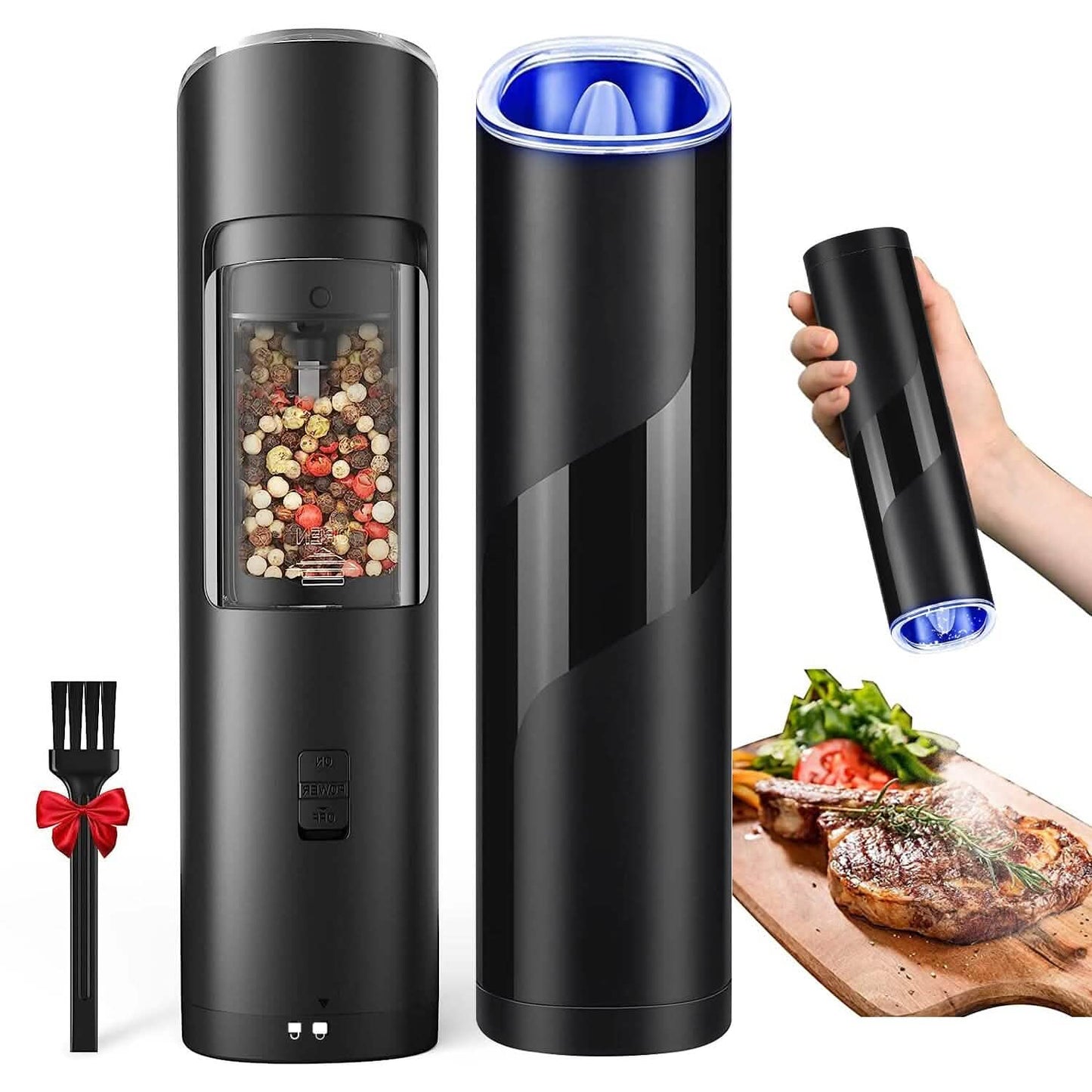 Electric Salt and Pepper Grinder LED Indicator Adjustable Coarseness DailySale