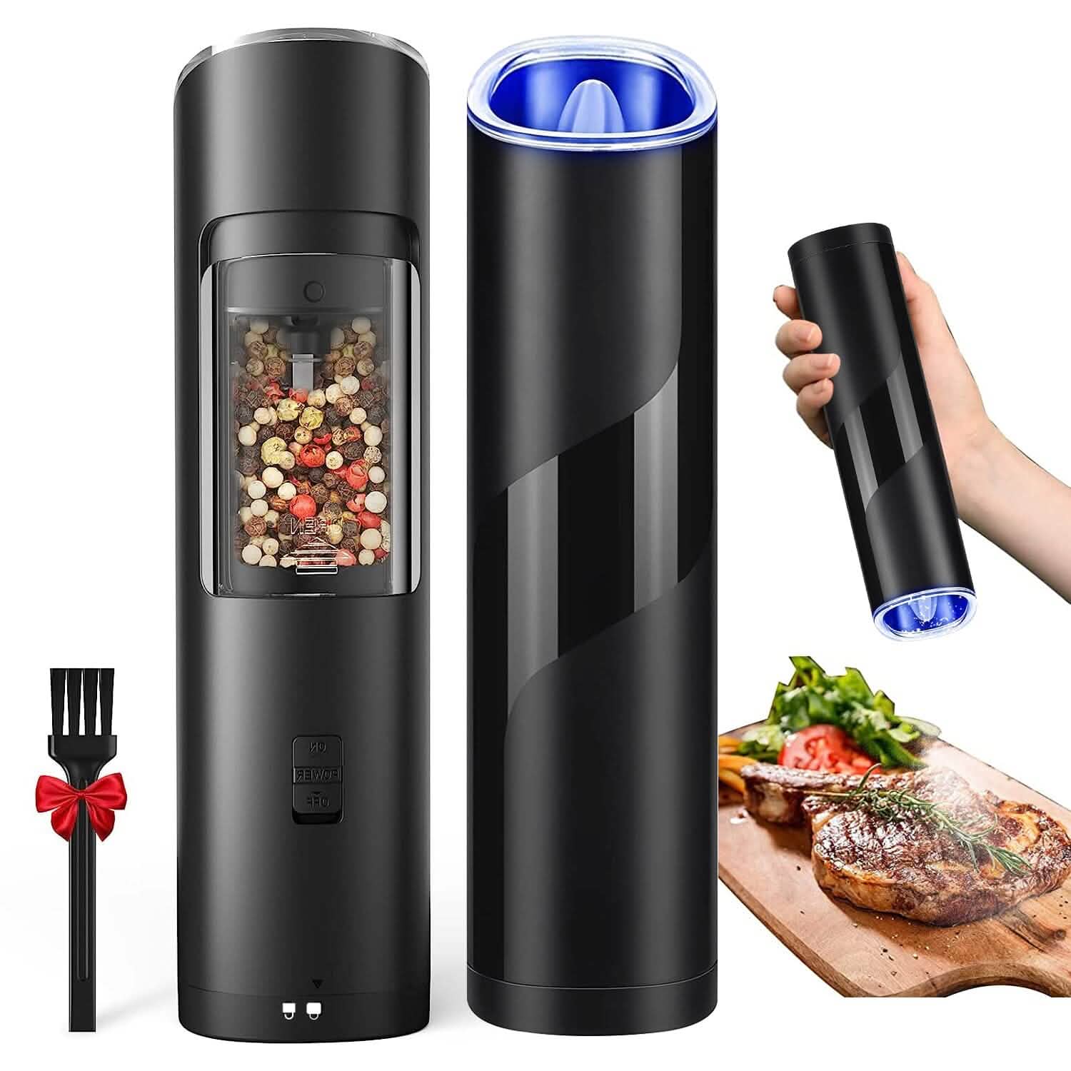 Electric Salt and Pepper Grinder LED Indicator Adjustable Coarseness DailySale