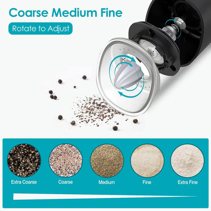 Electric Salt and Pepper Grinder LED Indicator Adjustable Coarseness DailySale