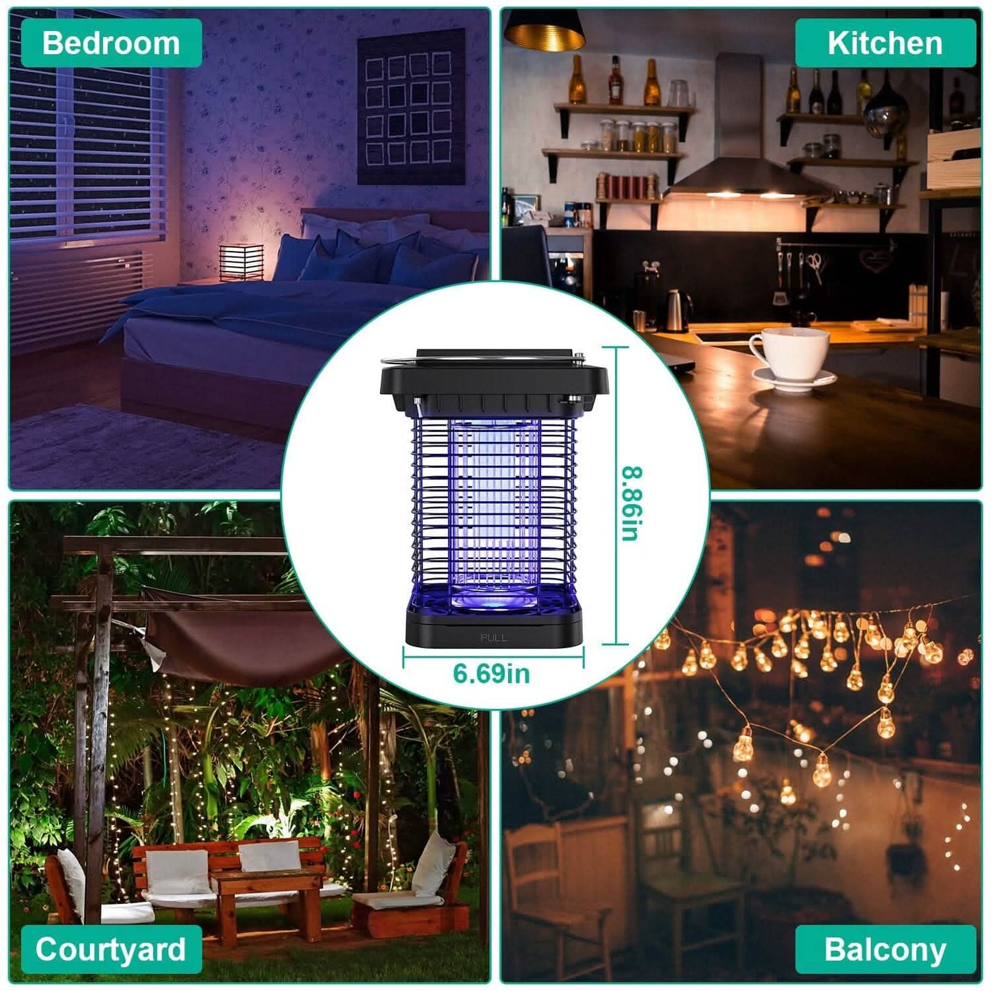 Electric Solar Powered Bug Zapper Lamp IP65 Waterproof for Indoor and Outdoor DailySale