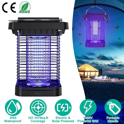 Electric Solar Powered Bug Zapper Lamp IP65 Waterproof for Indoor and Outdoor DailySale