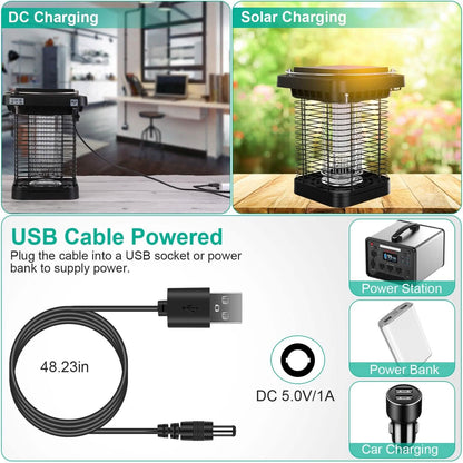 Electric Solar Powered Bug Zapper Lamp IP65 Waterproof for Indoor and Outdoor DailySale