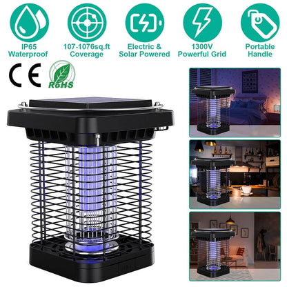 Electric Solar Powered Bug Zapper Lamp IP65 Waterproof for Indoor and Outdoor DailySale