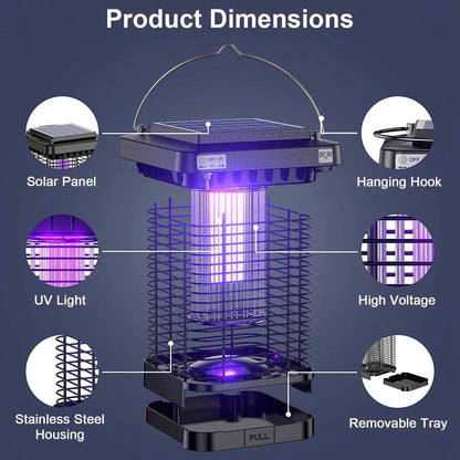 Electric Solar Powered Bug Zapper Lamp IP65 Waterproof for Indoor and Outdoor DailySale