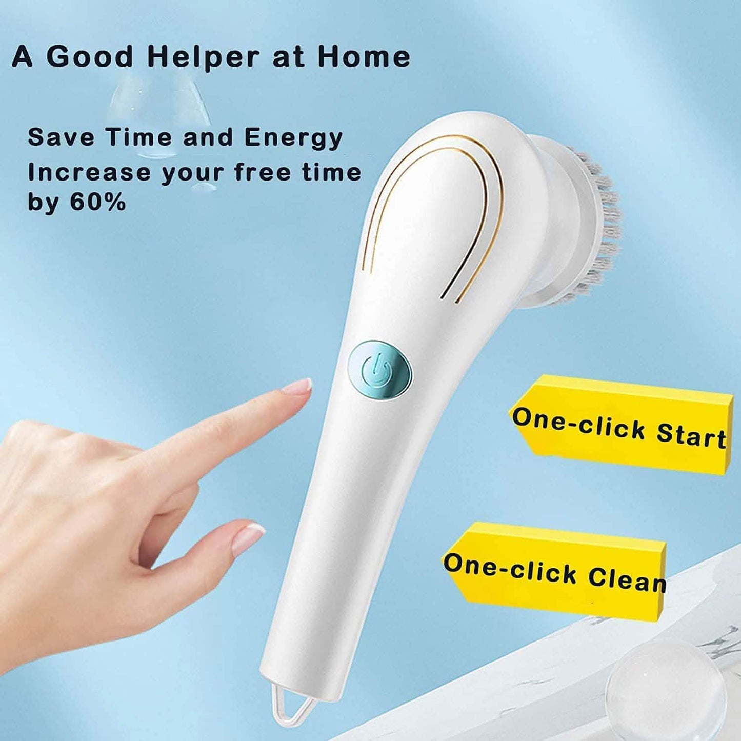 Electric Spin Scrubber Cordless Handheld Cleaning Brush with 5 Replaceable Brush Heads DailySale