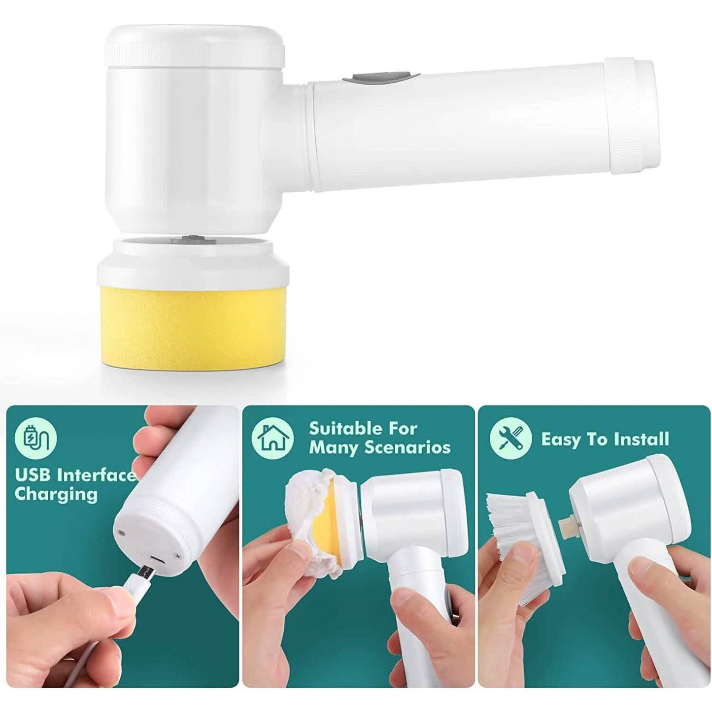 Electric Spin Scrubber Electric Cleaning Brush with 3 Brush Heads DailySale