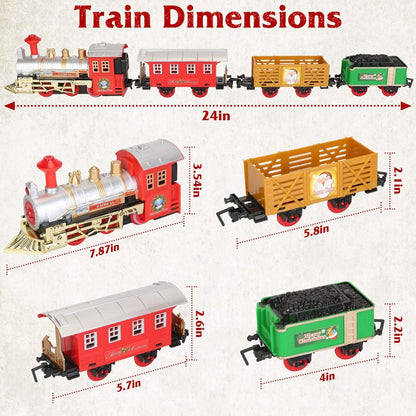 Electric Train Set Steam Locomotive Passenger Coach Coal with Sounds Light Railway DailySale
