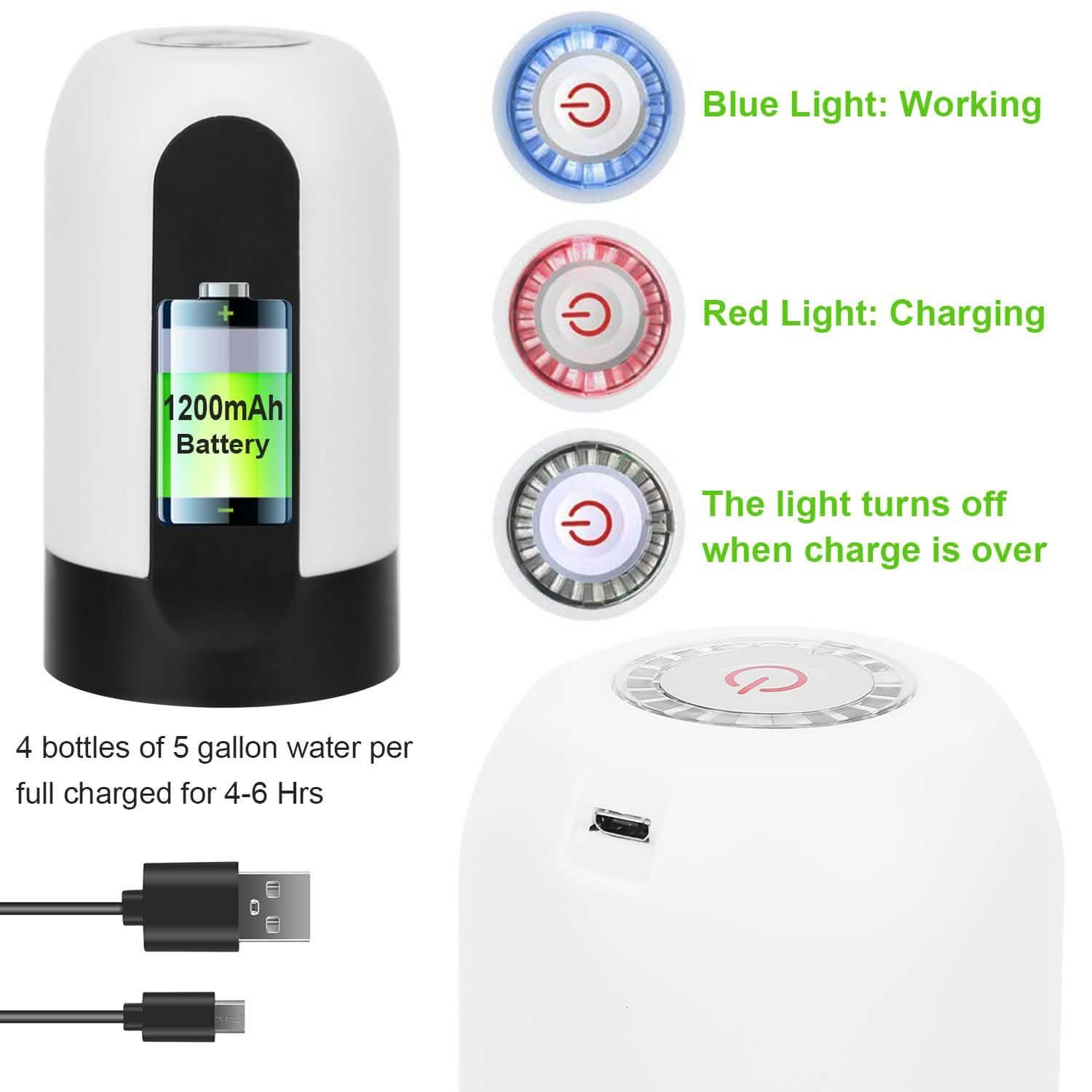 Electric Water Bottle Dispenser Rechargeable Automatic Drinking Water Bottle Pump DailySale