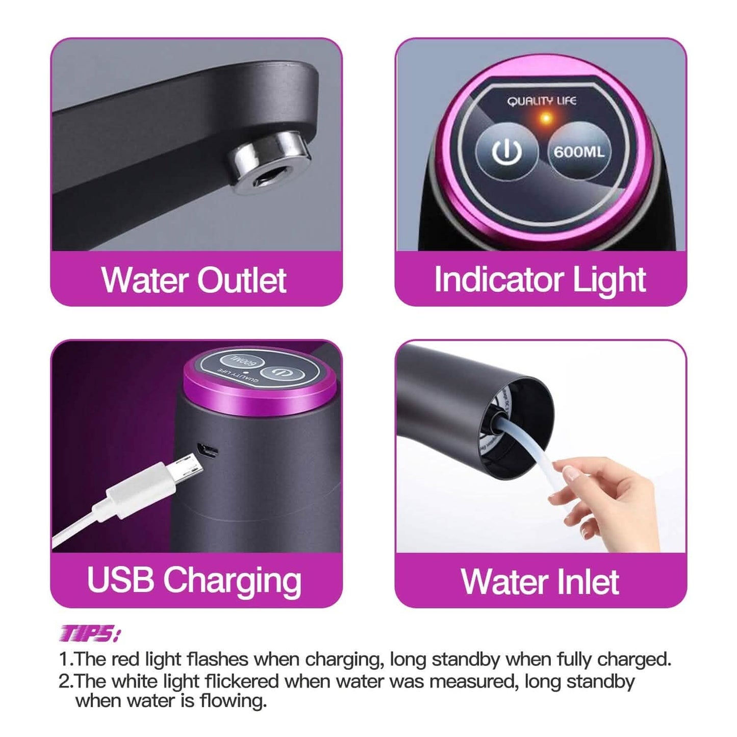 Electric Water Dispenser 40 Gallon USB Rechargeable DailySale
