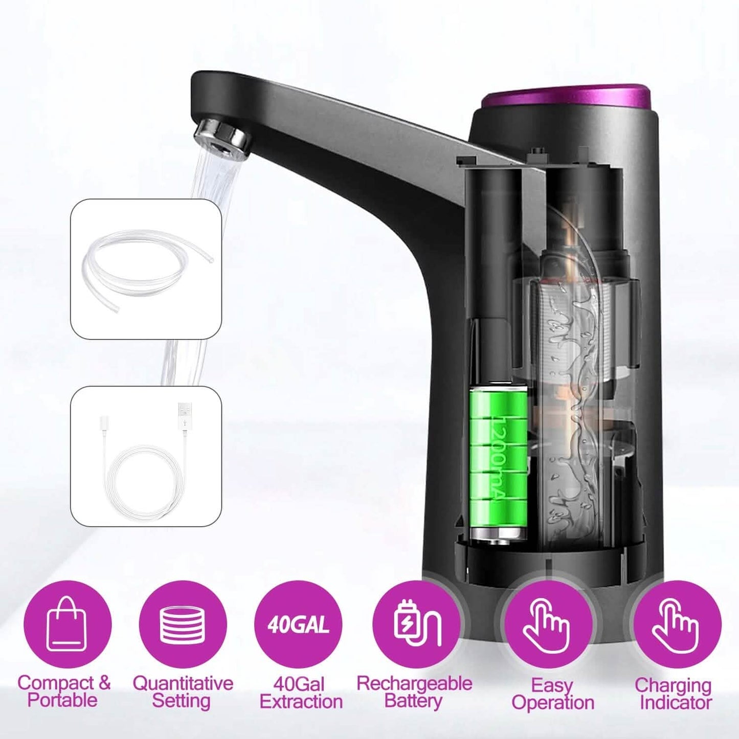 Electric Water Dispenser 40 Gallon USB Rechargeable DailySale