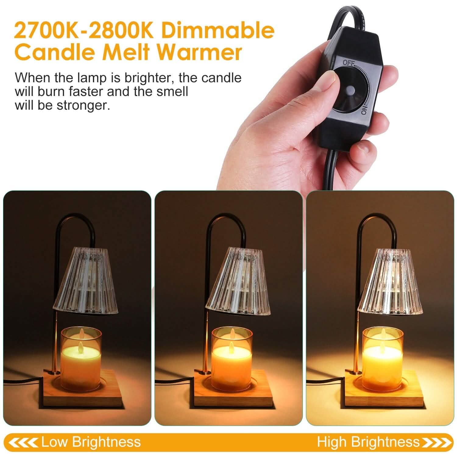 Electric Wax Melt Warmer Lamp Dimmable with 2 GU10 Bulbs 3-7in Adjustable Height 360º Rotatable DailySale