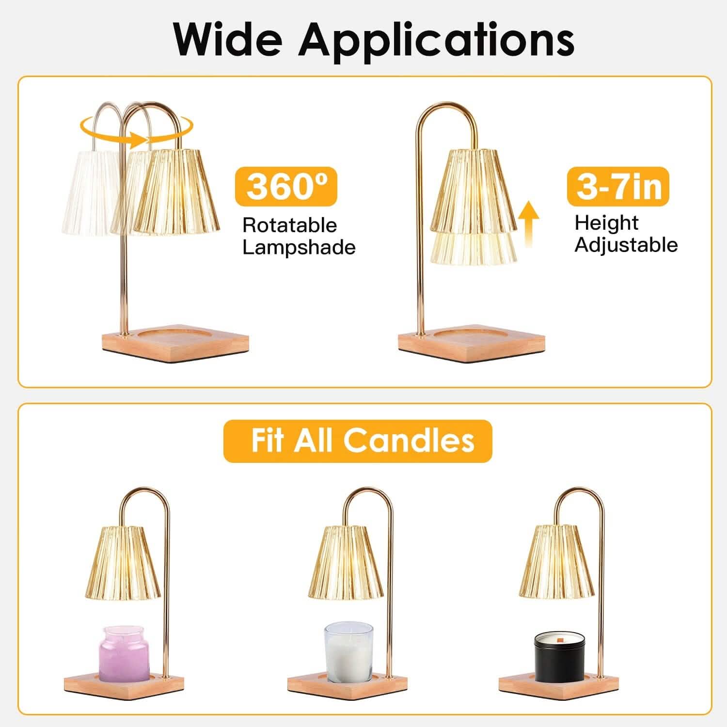 Electric Wax Melt Warmer Lamp Dimmable with 2 GU10 Bulbs 3-7in Adjustable Height 360º Rotatable DailySale