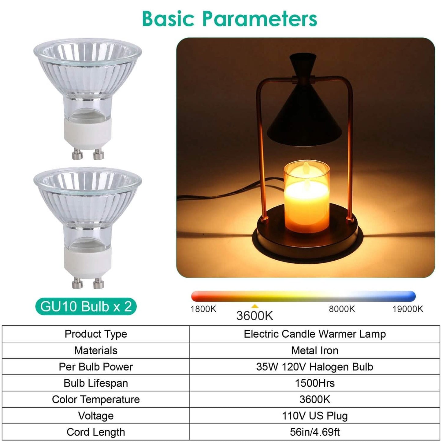 Electric Wax Melt Warmer Lamp Dimmable with 2 GU10 Bulbs DailySale