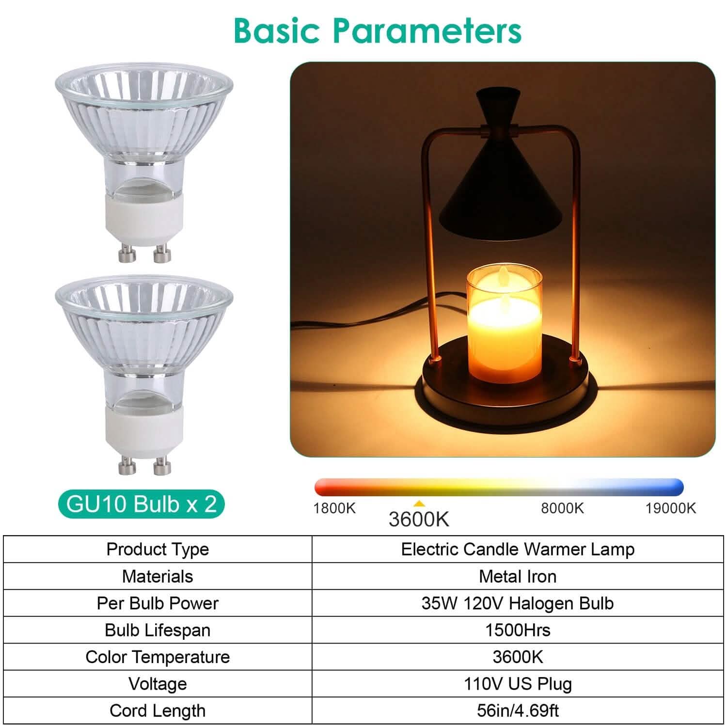 Electric Wax Melt Warmer Lamp Dimmable with 2 GU10 Bulbs DailySale