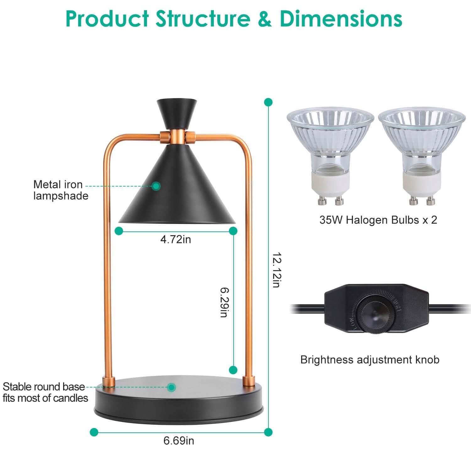 Electric Wax Melt Warmer Lamp Dimmable with 2 GU10 Bulbs DailySale