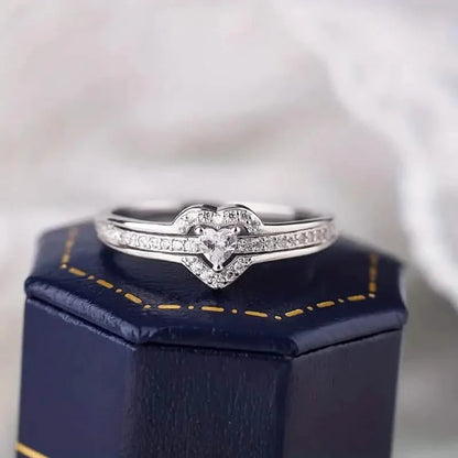 Elegant 925 Sterling Silver Heart Ring with Sparkling Zirconia DailySale
