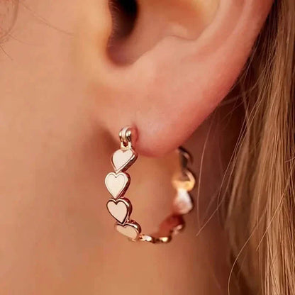 Elegant Boho-Chic Heart Hoop Earrings for Women - Nickel-Free Copper, Perfect for Daily Wear & Parties DailySale