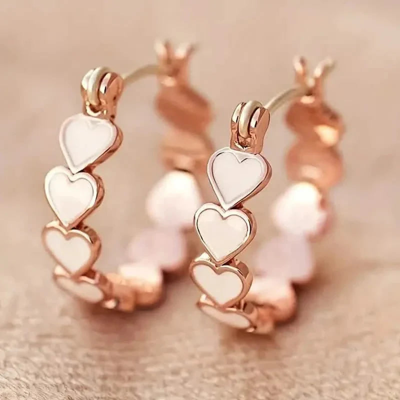 Elegant Boho-Chic Heart Hoop Earrings for Women - Nickel-Free Copper, Perfect for Daily Wear & Parties DailySale