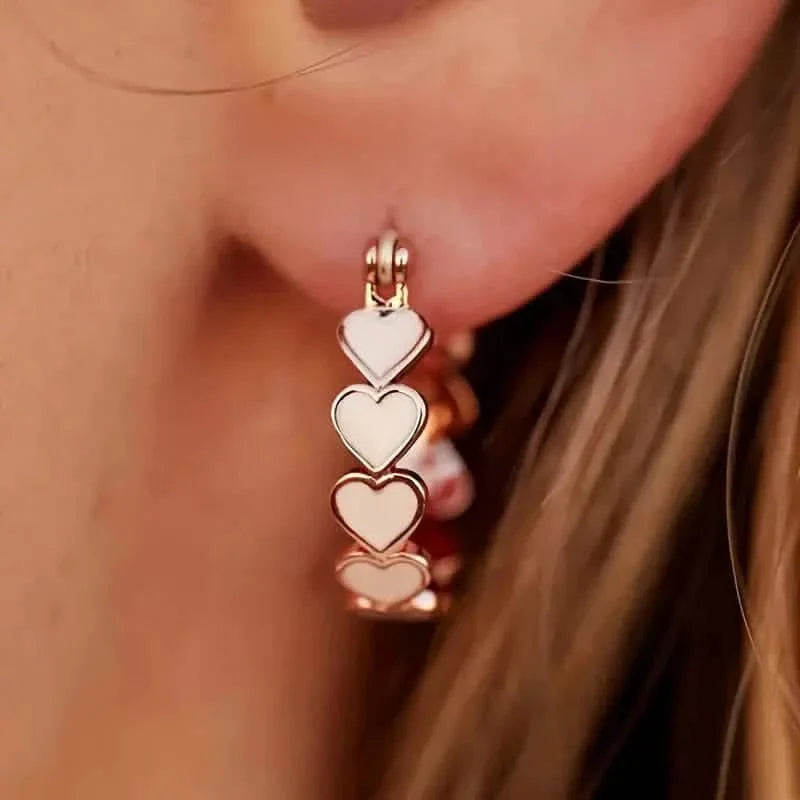 Elegant Boho-Chic Heart Hoop Earrings for Women - Nickel-Free Copper, Perfect for Daily Wear & Parties DailySale