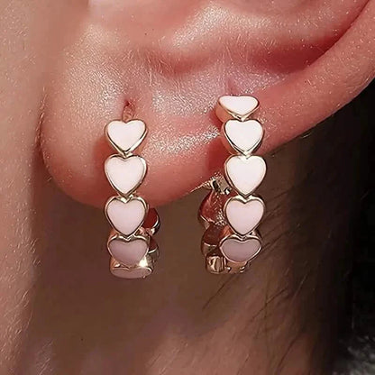 Elegant Boho-Chic Heart Hoop Earrings for Women - Nickel-Free Copper, Perfect for Daily Wear & Parties DailySale