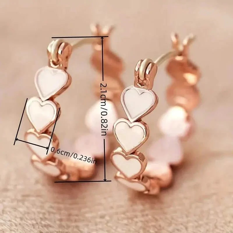 Elegant Boho-Chic Heart Hoop Earrings for Women - Nickel-Free Copper, Perfect for Daily Wear & Parties DailySale