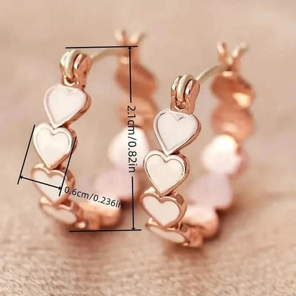 Elegant Boho-Chic Heart Hoop Earrings for Women - Nickel-Free Copper, Perfect for Daily Wear & Parties DailySale