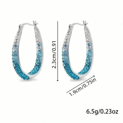 Elegant Dual Tone Gradient Glitter Hoop Earrings DailySale