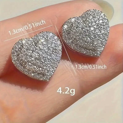 Elegant Heart-Shaped Zirconia Stud Earrings DailySale