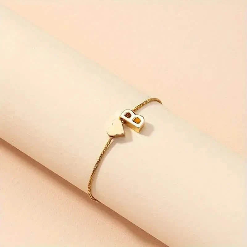 Elegant Love Heart Charm Bracelet - Delicate Minimalist Link Chain DailySale