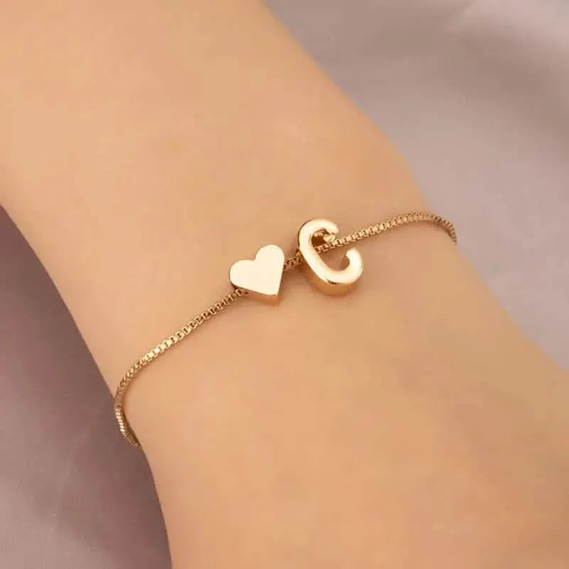 Elegant Love Heart Charm Bracelet - Delicate Minimalist Link Chain DailySale