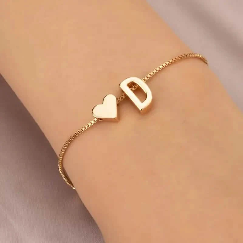 Elegant Love Heart Charm Bracelet - Delicate Minimalist Link Chain DailySale