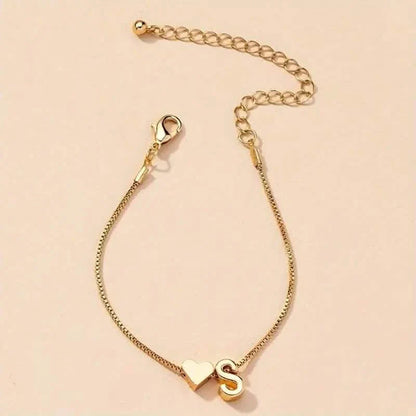 Elegant Love Heart Charm Bracelet - Delicate Minimalist Link Chain DailySale
