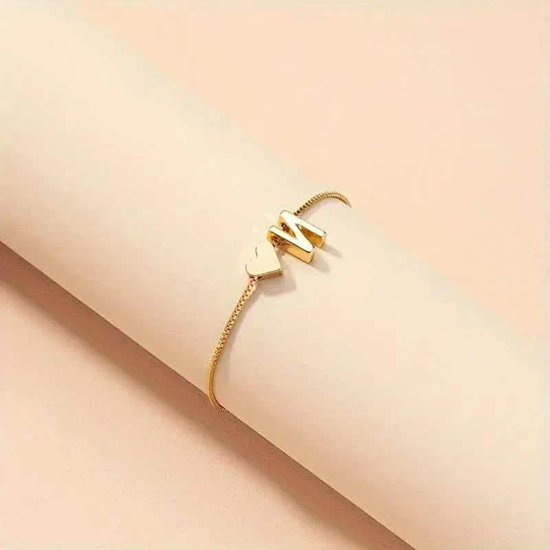 Elegant Love Heart Charm Bracelet - Delicate Minimalist Link Chain DailySale