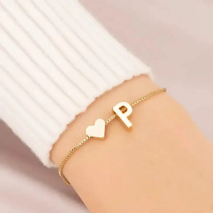Elegant Love Heart Charm Bracelet - Delicate Minimalist Link Chain DailySale