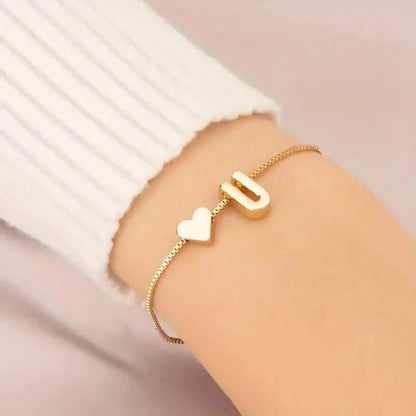 Elegant Love Heart Charm Bracelet - Delicate Minimalist Link Chain DailySale
