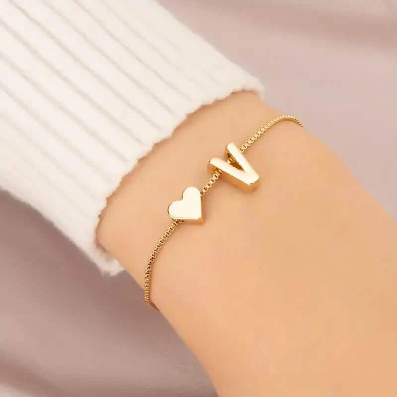 Elegant Love Heart Charm Bracelet - Delicate Minimalist Link Chain DailySale