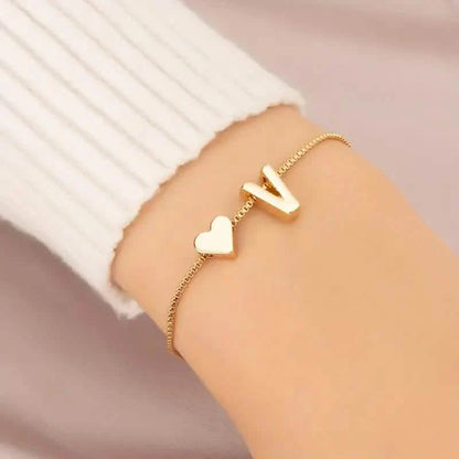 Elegant Love Heart Charm Bracelet - Delicate Minimalist Link Chain DailySale