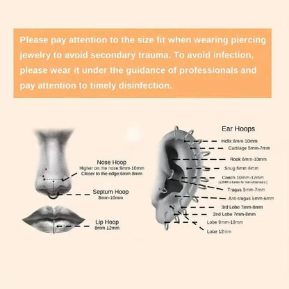 Elegant Punk-Style Stainless Steel Nose Rings - Clip-On Non-Piercing Design DailySale