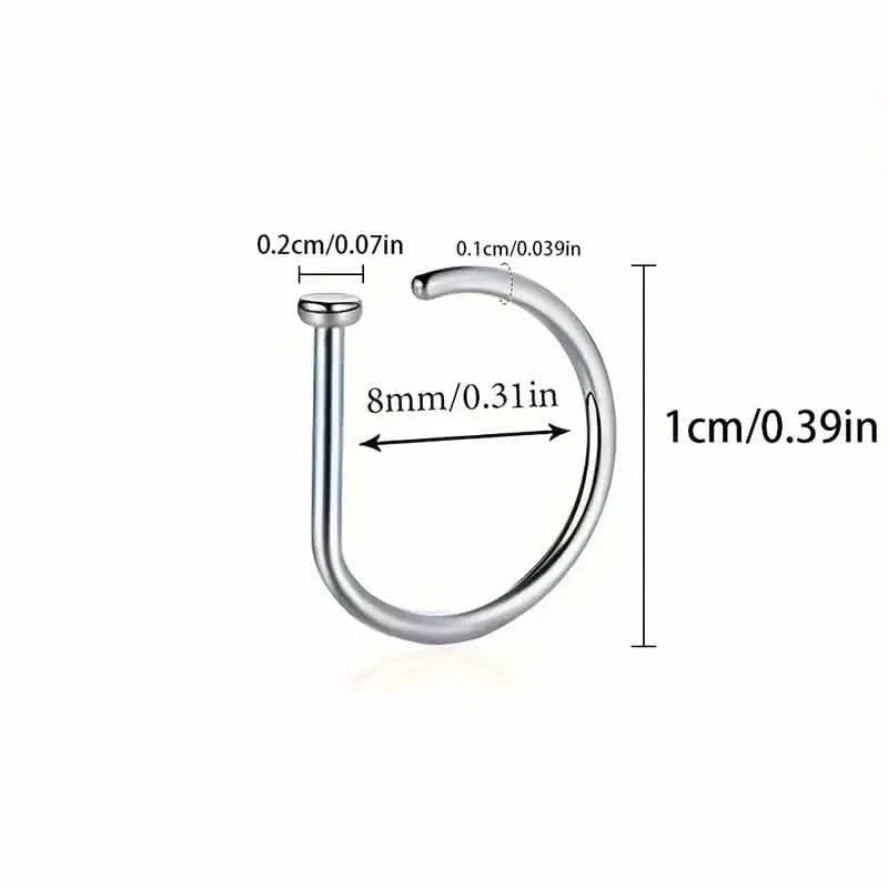 Elegant Punk-Style Stainless Steel Nose Rings - Clip-On Non-Piercing Design DailySale