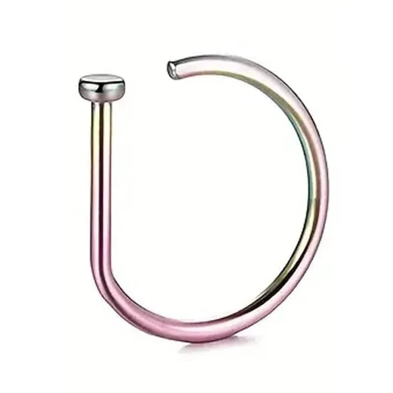 Elegant Punk-Style Stainless Steel Nose Rings - Clip-On Non-Piercing Design DailySale