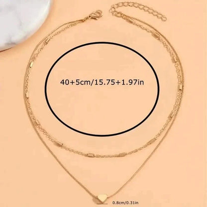 Elegant Simple Double Layer Choker Necklace with Heart Pendant DailySale