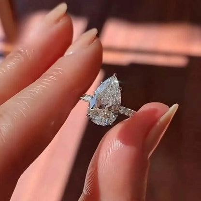 Elegant Teardrop Cubic Zirconia Engagement Ring DailySale